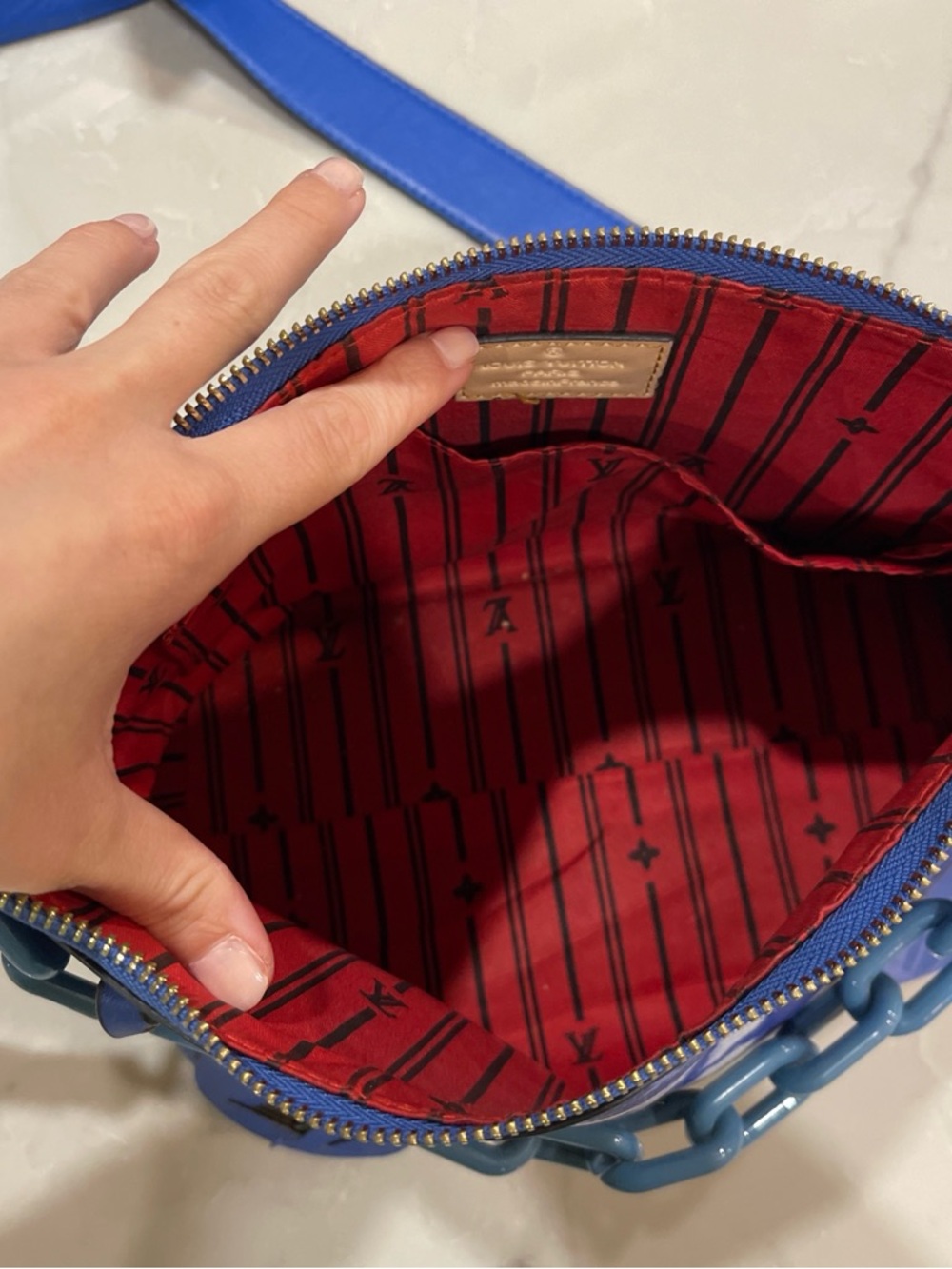 Blue Monogram Chain Shoulder Bag - Picture 6 of 6